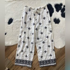 House of Harlow 1960 linen boho chic wide leg embroidered pants